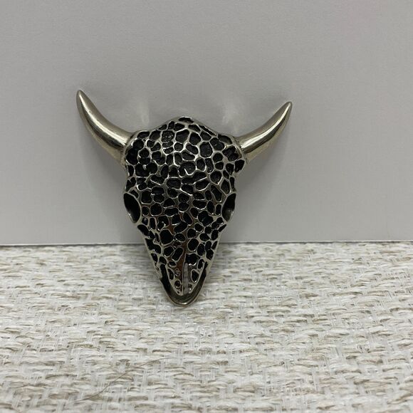 Vintage SSI Mens Steer Head Skull Bolo Tie Clip Handcrafted in USA **READ** - Picture 1 of 3